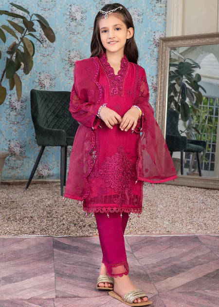 EMBROIDERED CHIFFON MAGENTA ALKD23