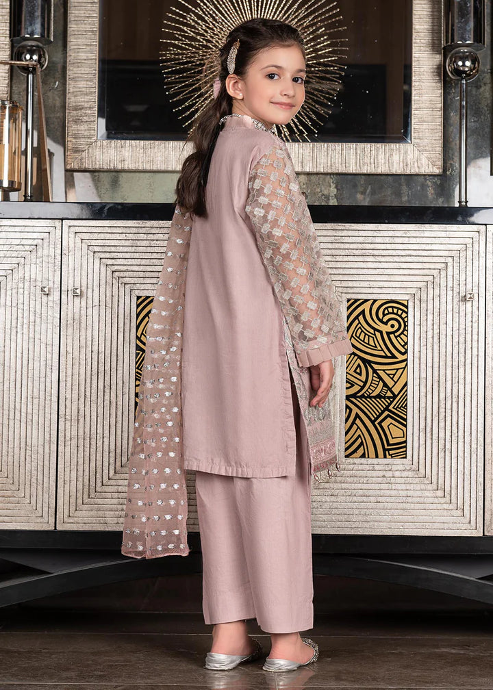 EMBROIDERED ORGANZA SUIT PINK ALKD21