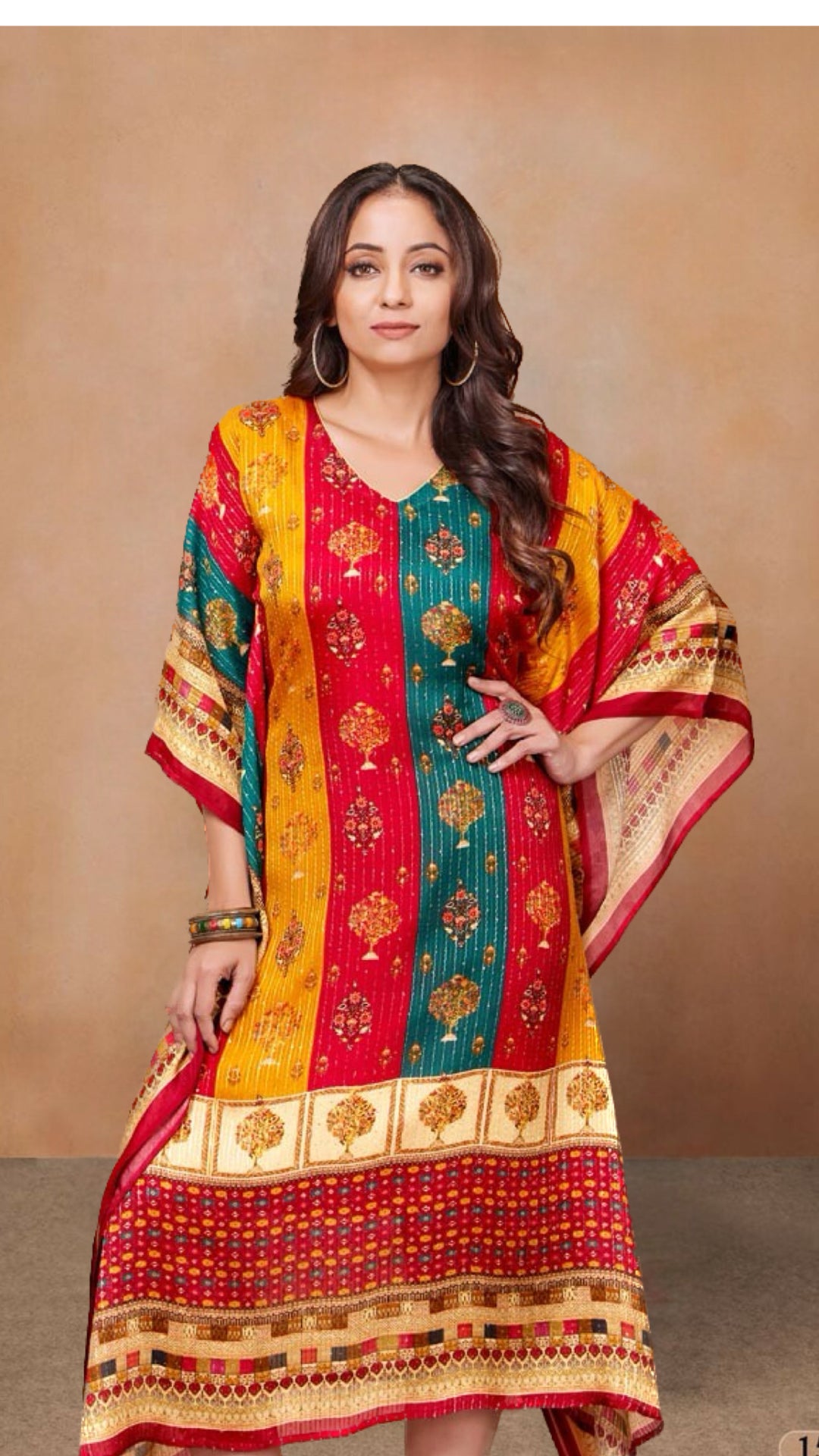 STYLISH KAFTAN IN EMBROIDERED CHIFFON