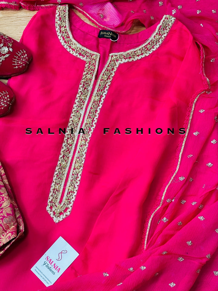 AGHANOOR CHIFFON EMBROIDERED SUIT AN60017