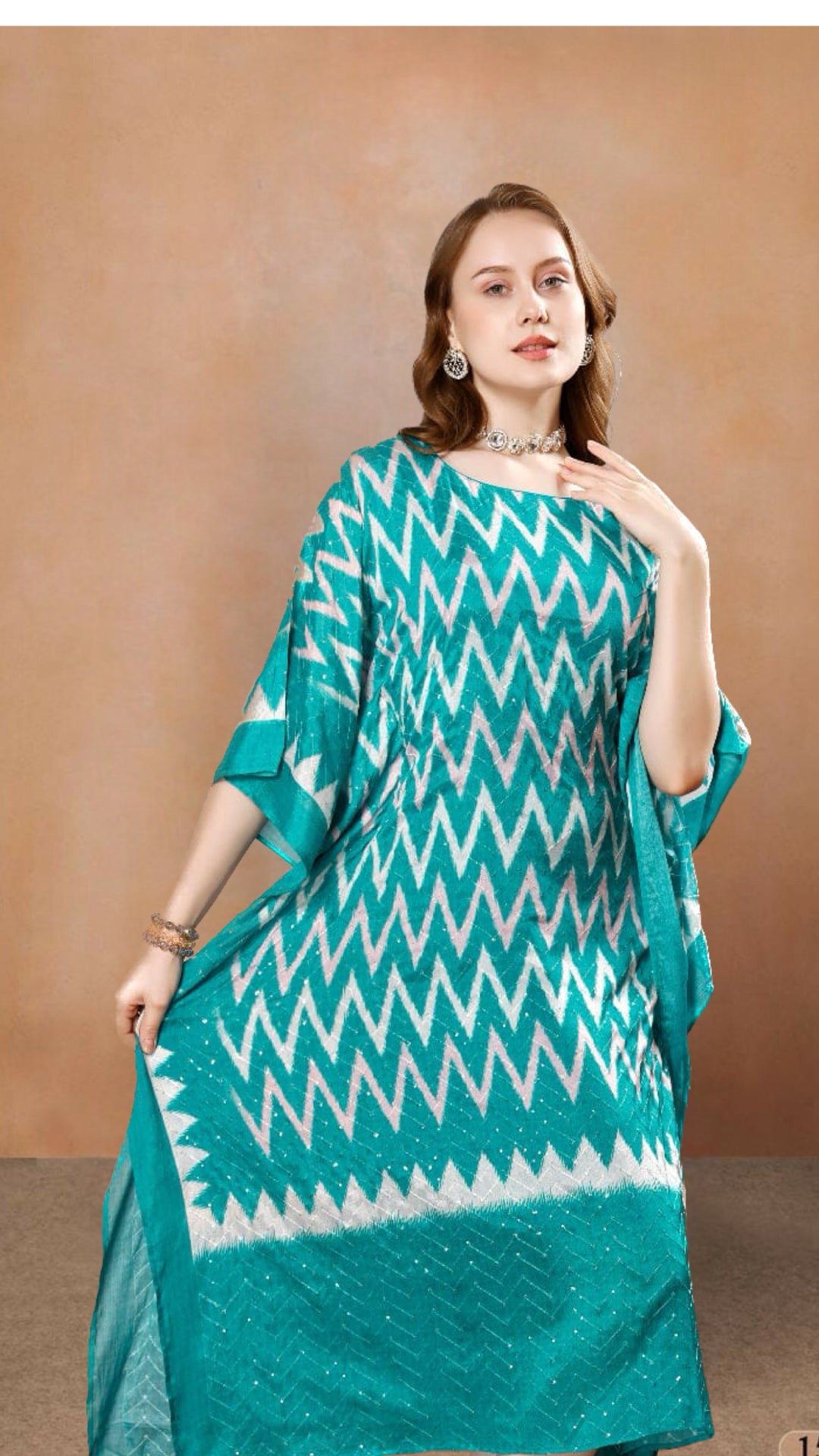 STYLISH KAFTAN IN EMBROIDERED CHIFFON