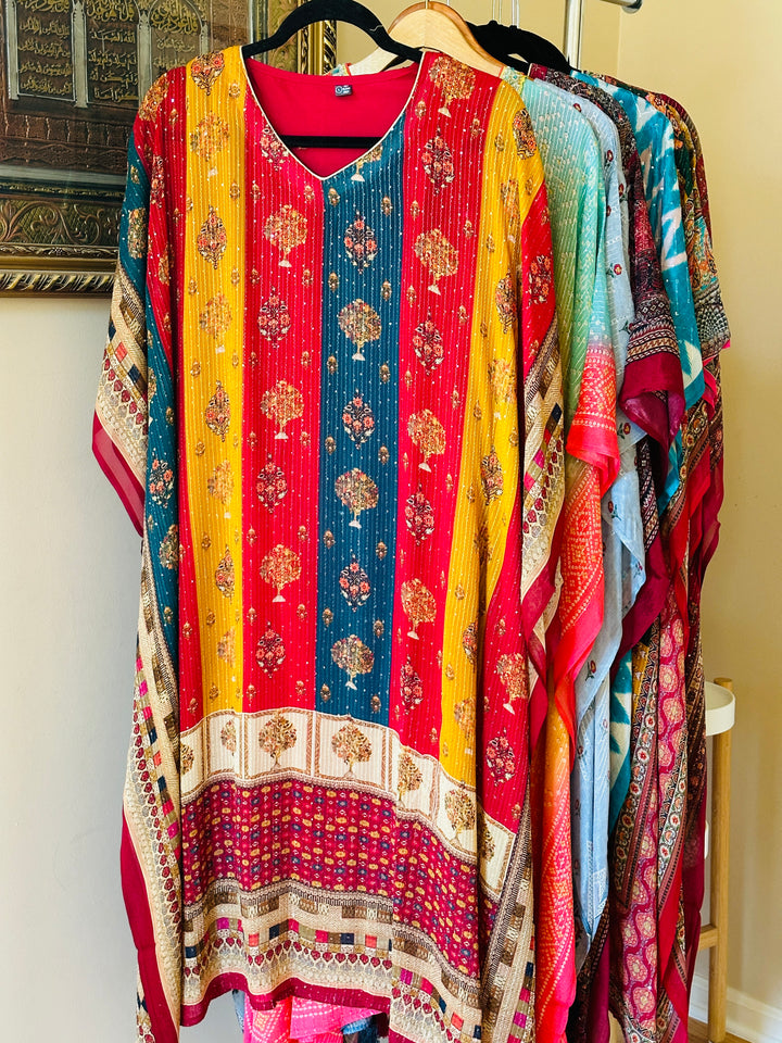 STYLISH KAFTAN IN EMBROIDERED CHIFFON