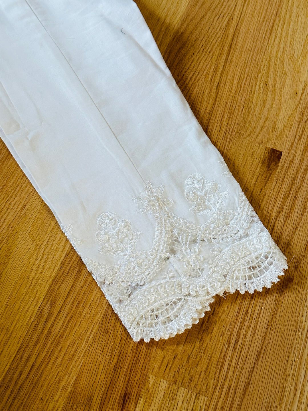 EMBROIDERED COTTON STRAIGHT PANTS WHITE EMST20