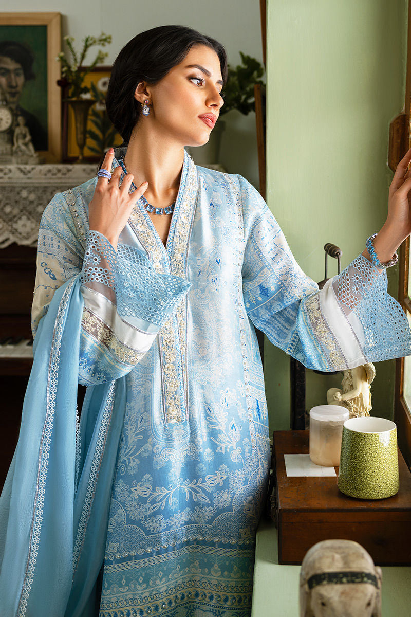 ANSAB JAHANGIR DIGITAL SILK AZURE BLOOMS