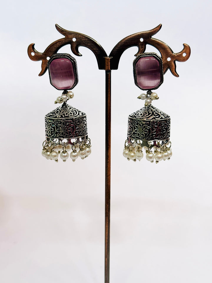 OXIDIZED JUMKA EARRING PINK EROX804690