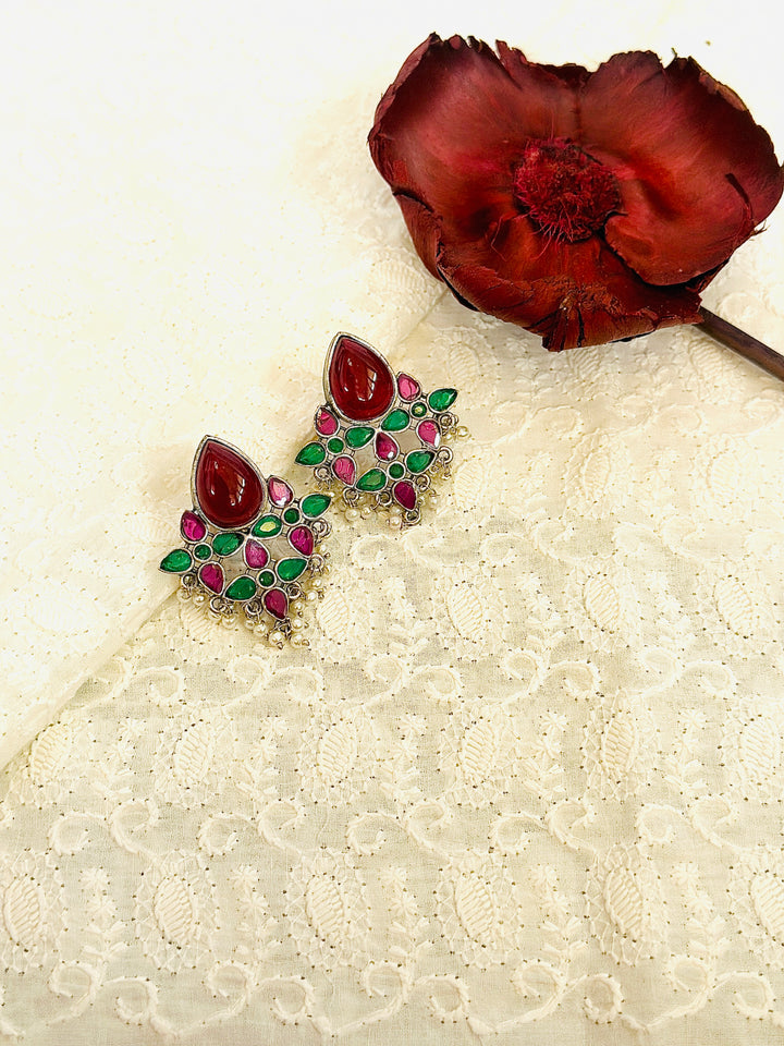 OXIDIZED EARRING RED/GREEN EROX802416