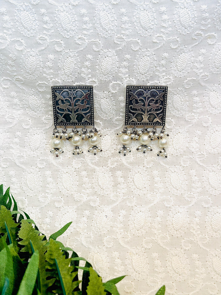 OXIDIZED EARRING WHITE EROX804407