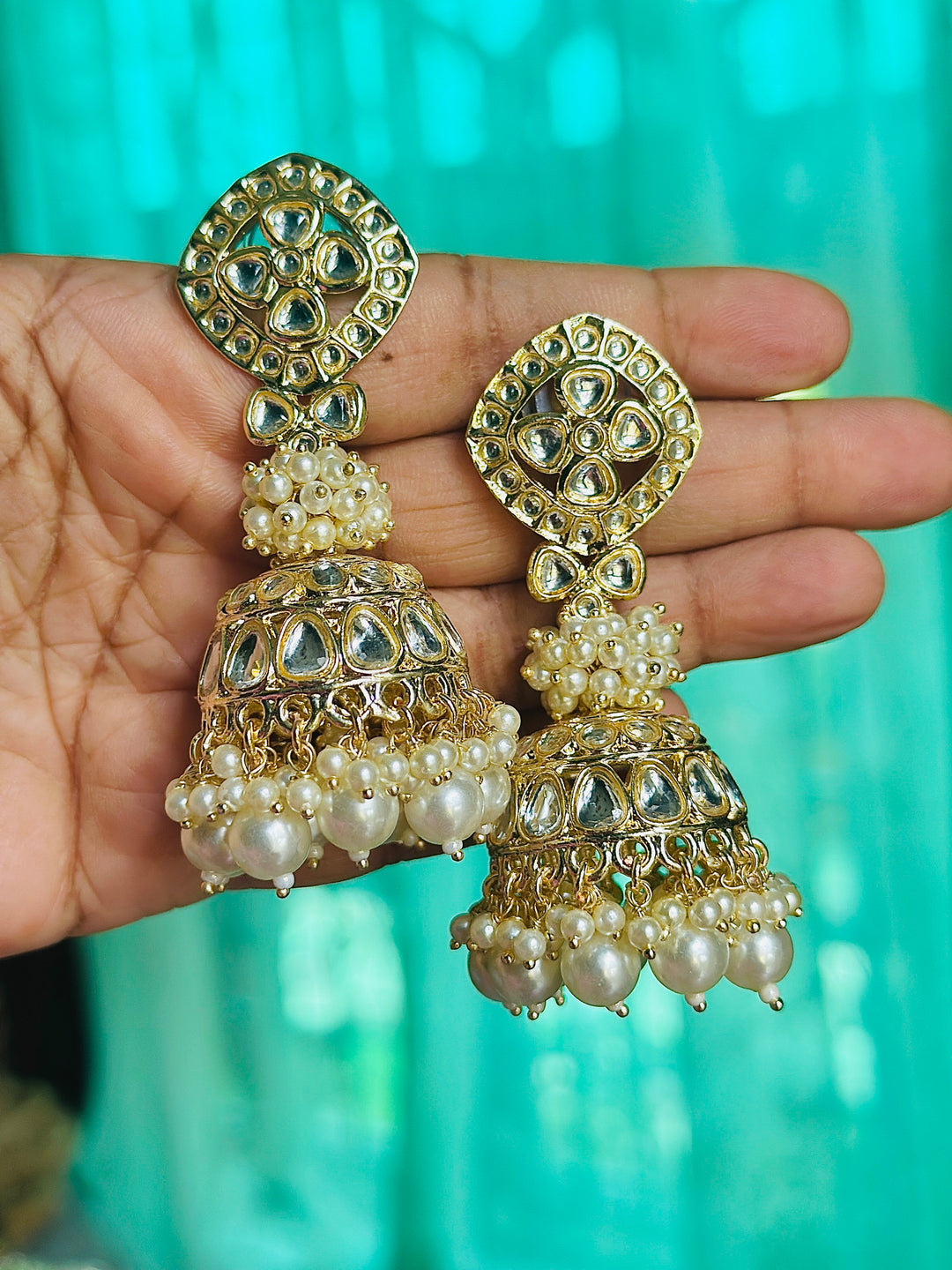 KUNDAN JHUMKA WHITE ERJU109592