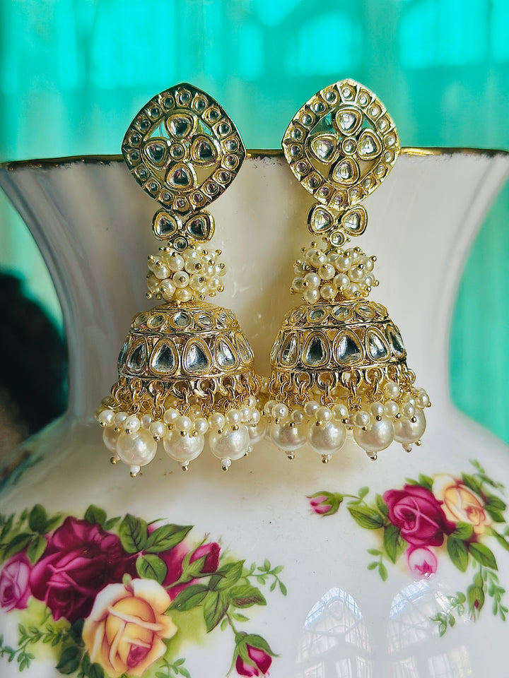 KUNDAN JHUMKA WHITE ERJU109592