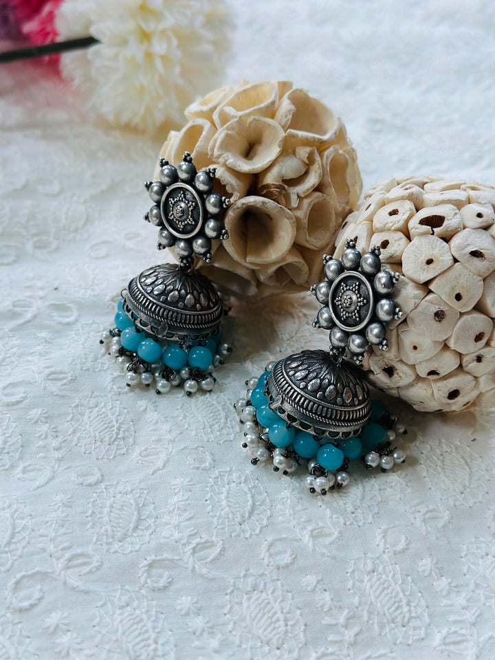 OXIDIZED JUMKA EARRING BLUE EROX803262