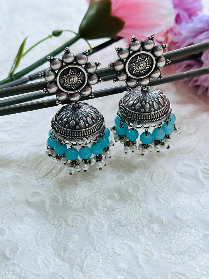 OXIDIZED JUMKA EARRING BLUE EROX803262