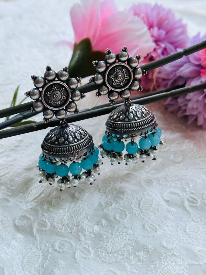 OXIDIZED JUMKA EARRING BLUE EROX803262