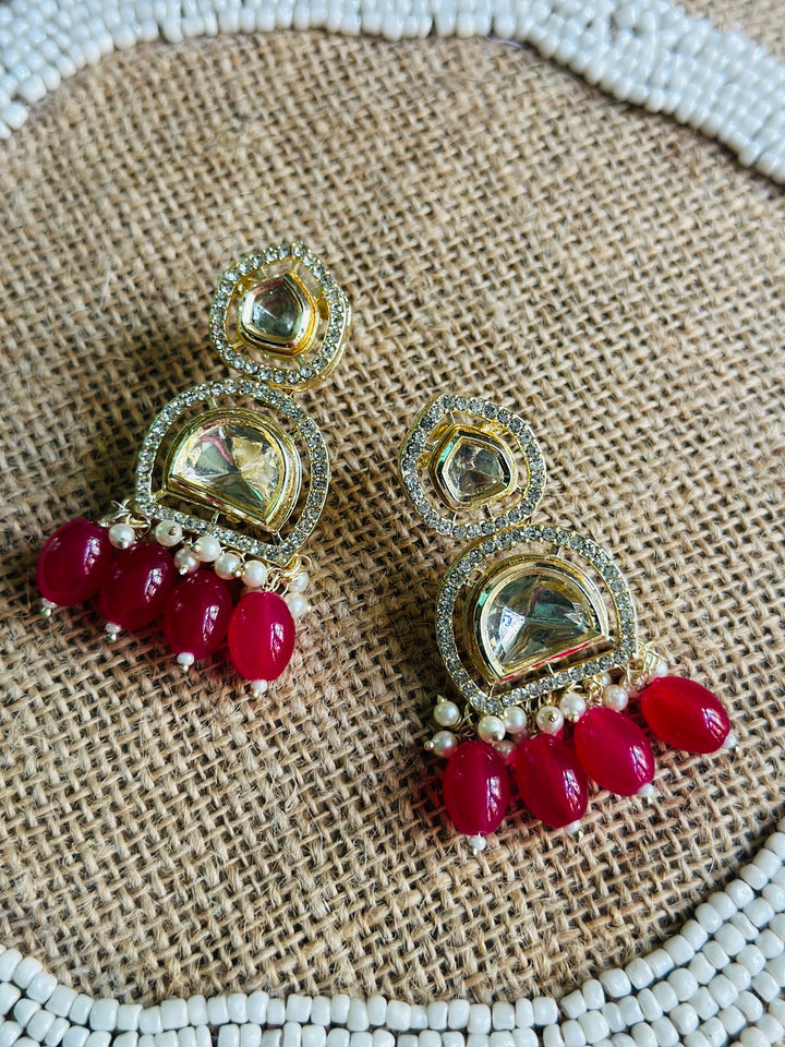 KUNDAN EARRING RED ER92359