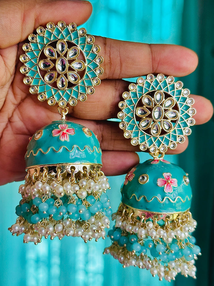 MEENAKARI JHUMKA TURQUOISE ERJU108747