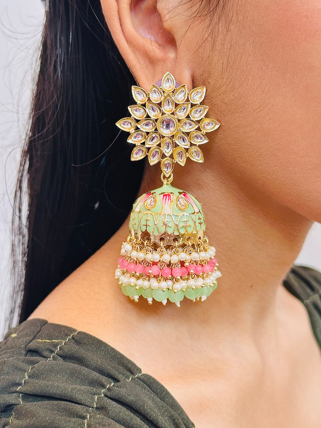 MEENAKARI JHUMKA TURQUOISE ERJU104633