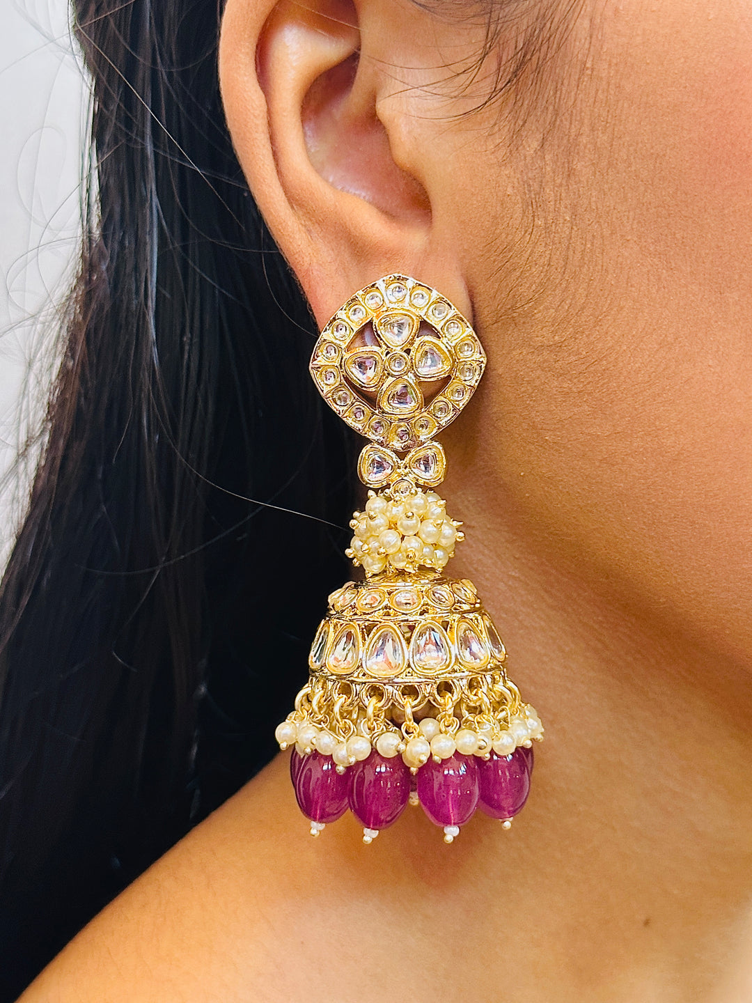 KUNDAN JHUMKA RED ERJU109592