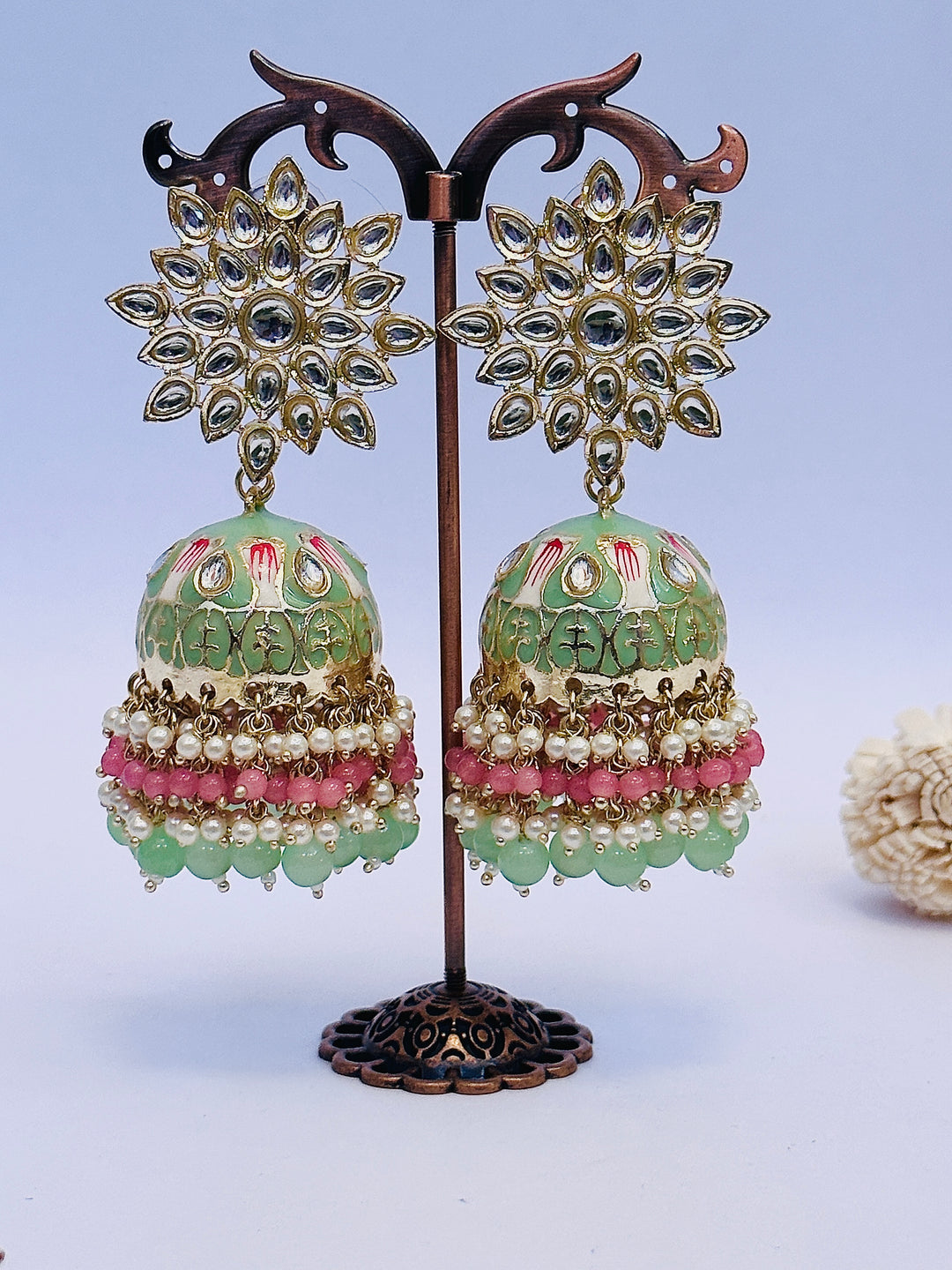 MEENAKARI JHUMKA TURQUOISE ERJU104633