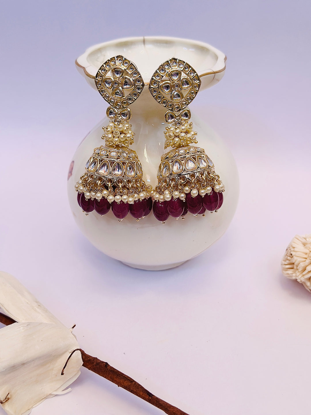 KUNDAN JHUMKA RED ERJU109592