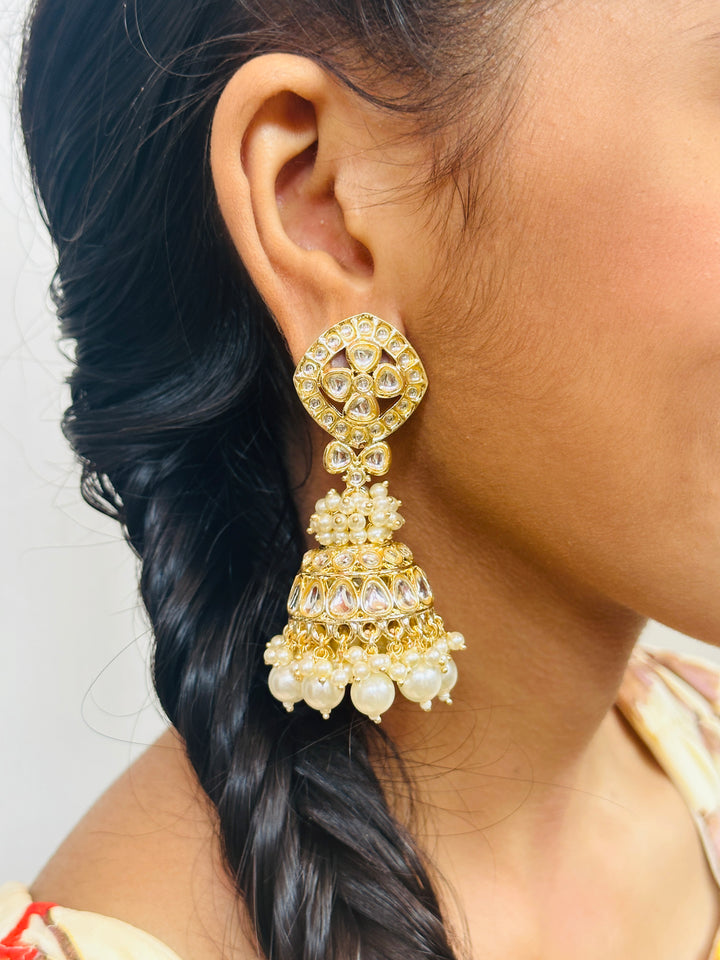 KUNDAN JHUMKA WHITE ERJU109592