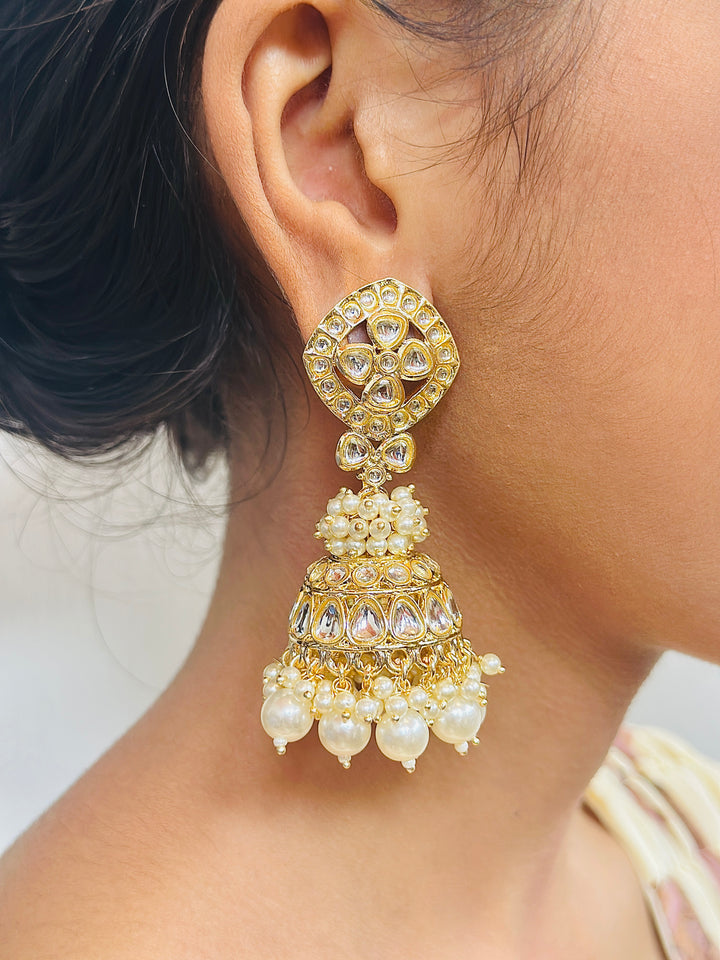 KUNDAN JHUMKA WHITE ERJU109592