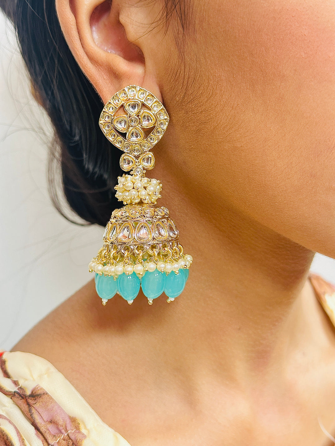 KUNDAN JHUMKA TURQUOISE ERJU109592