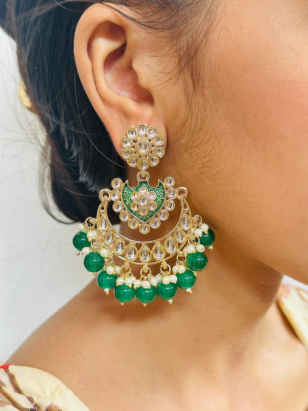 KUNDAN EARRING GREEN ER109716