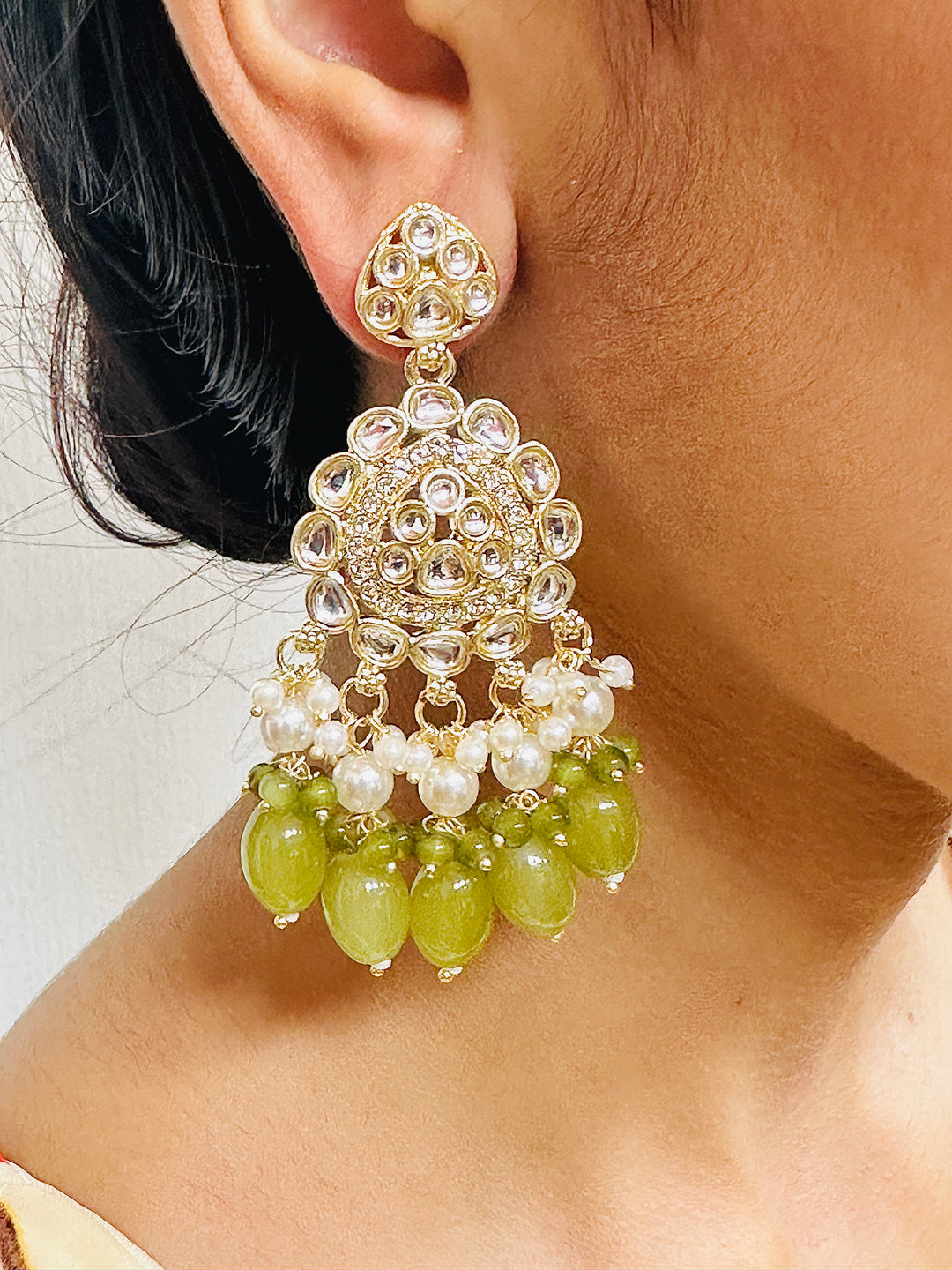 KUNDAN EARRING GREEN ER110151