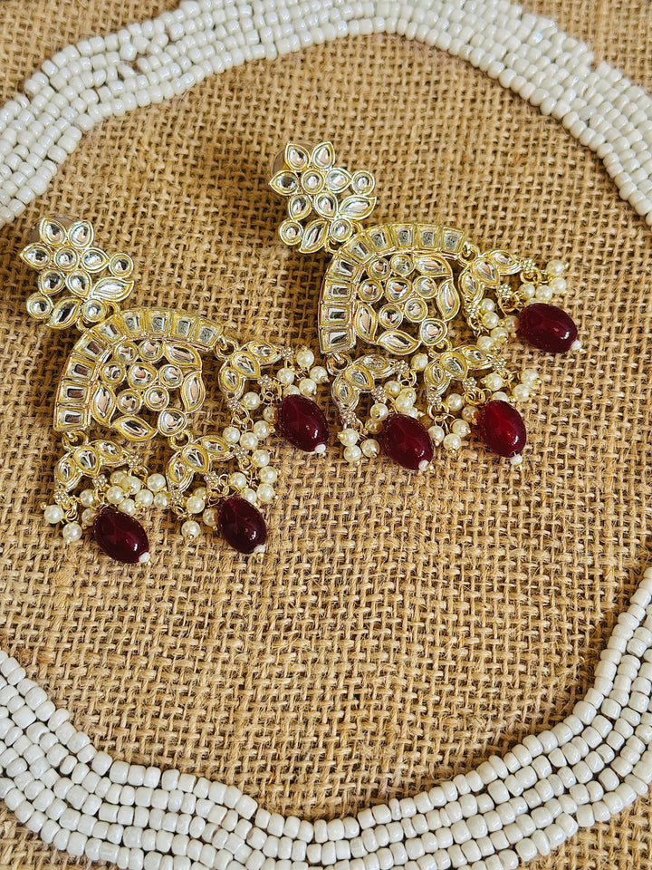 KUNDAN EARRING RED ER110158