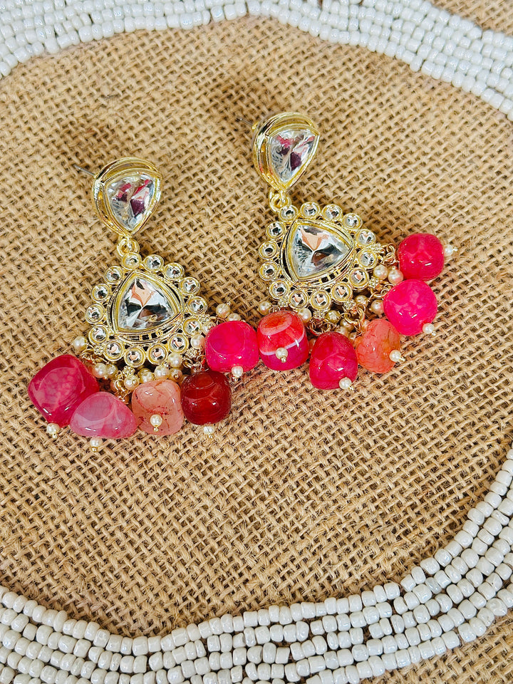 KUNDAN EARRING CORAL ER110169