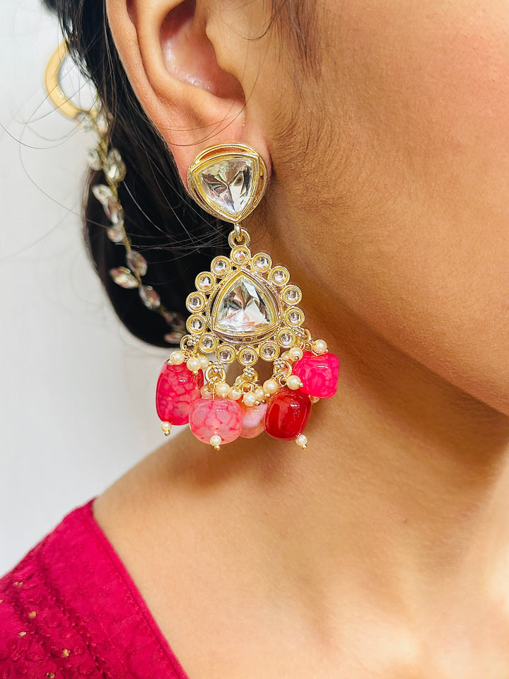 KUNDAN EARRING CORAL ER110169