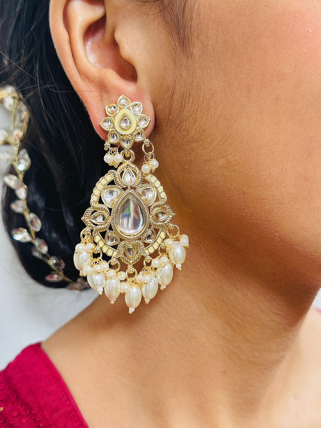 KUNDAN EARRING IVORY ER109783