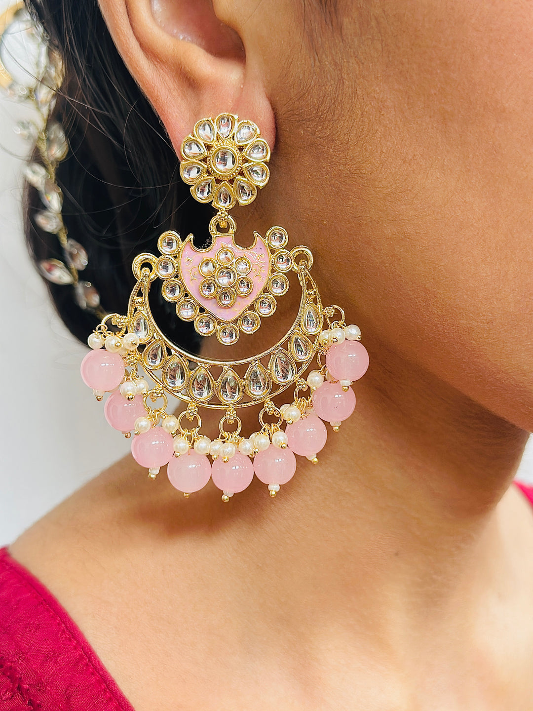 KUNDAN EARRING BABYPINK ER109716