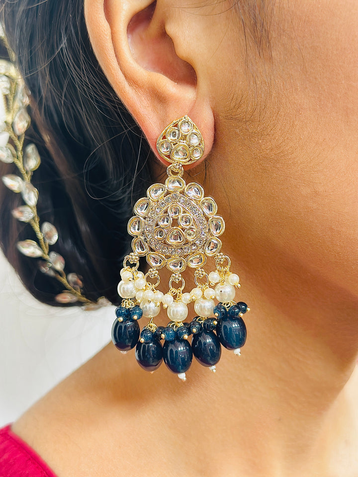 KUNDAN EARRING BLACK ER110151