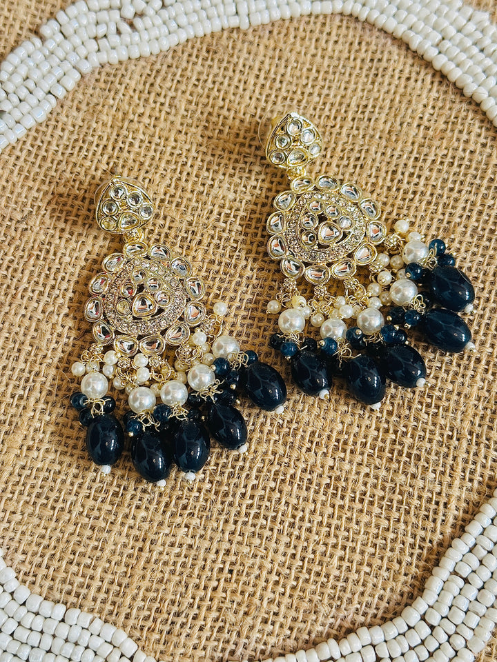 KUNDAN EARRING BLACK ER110151