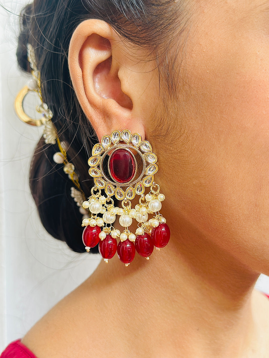 CHANDBALI EARRING RED ER109300