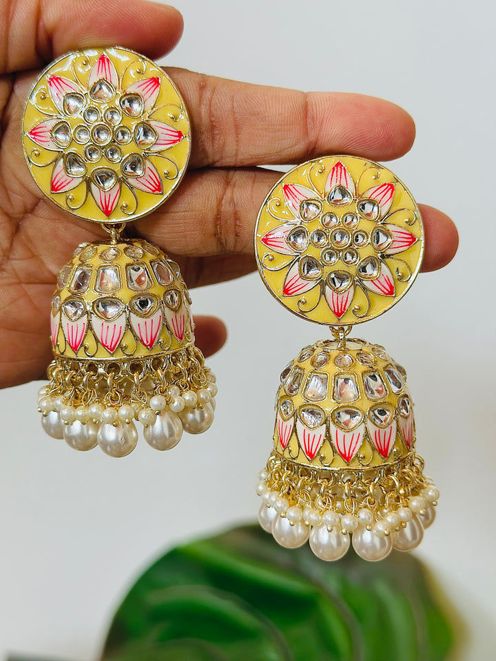 MEENAKARI JHUMKA YELLOW ERJU108693