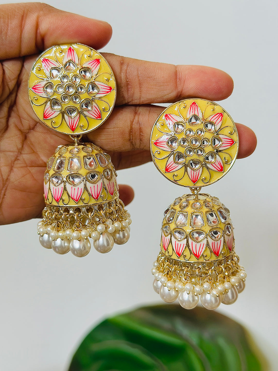 MEENAKARI JHUMKA YELLOW ERJU108693