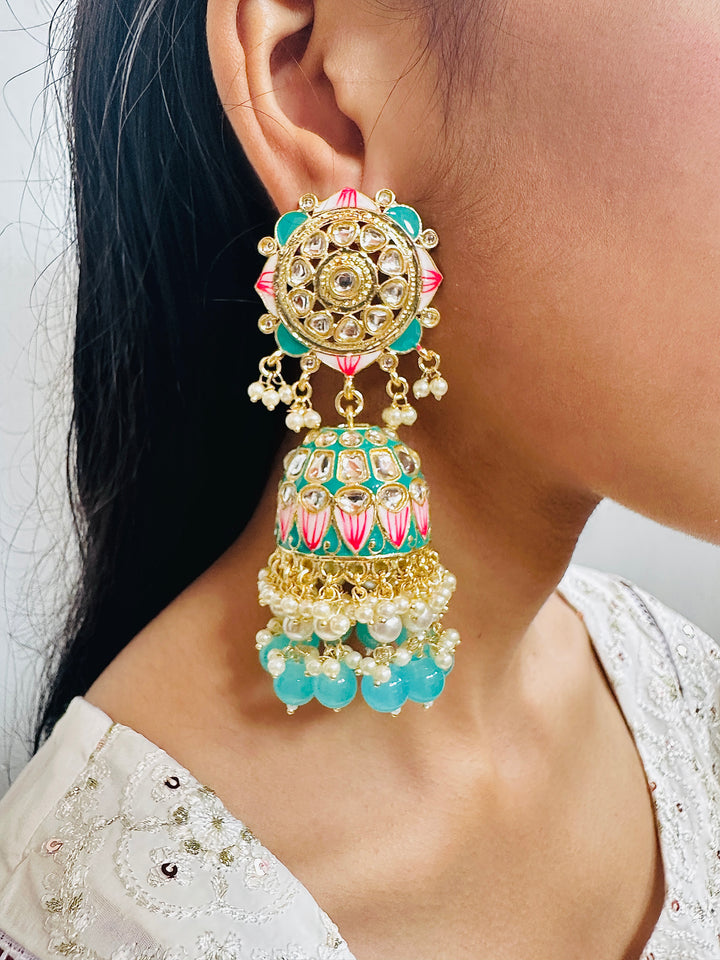 MEENAKARI JHUMKA TURQUOISE ERJU108672