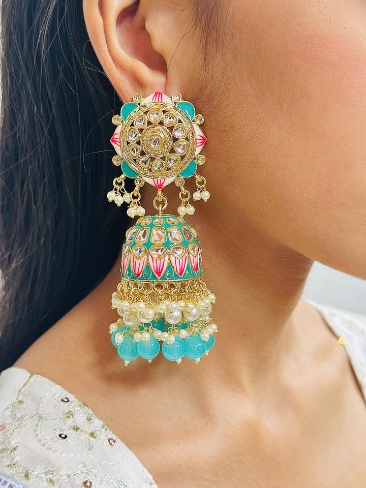 MEENAKARI JHUMKA TURQUOISE ERJU108672