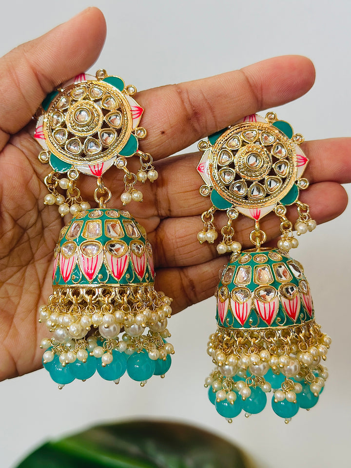 MEENAKARI JHUMKA TURQUOISE ERJU108672