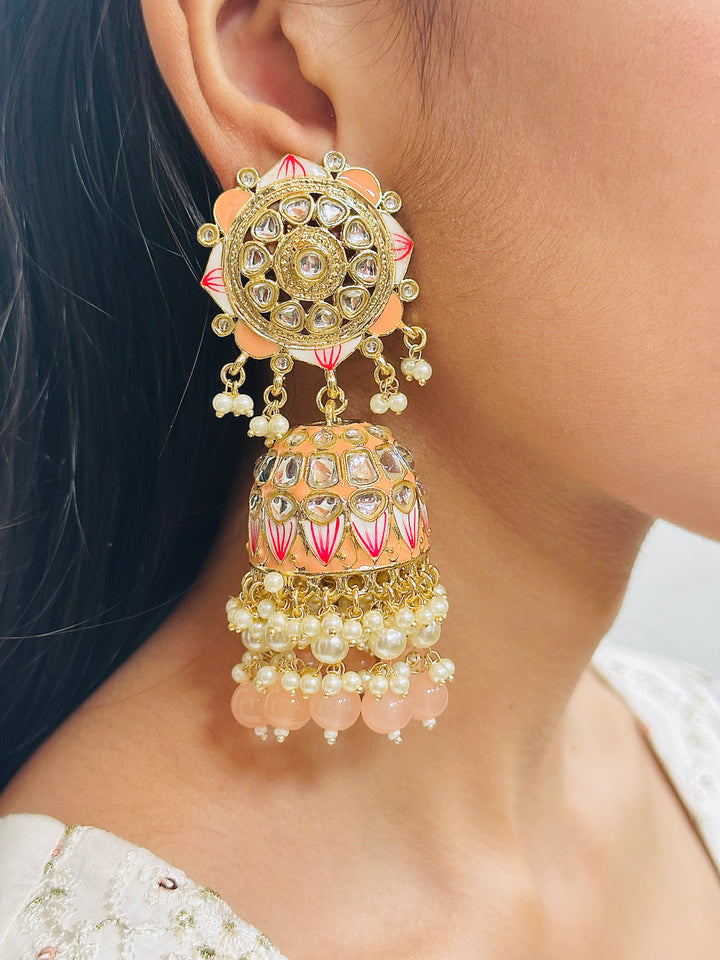 MEENAKARI JHUMKA PEACH ERJU108672