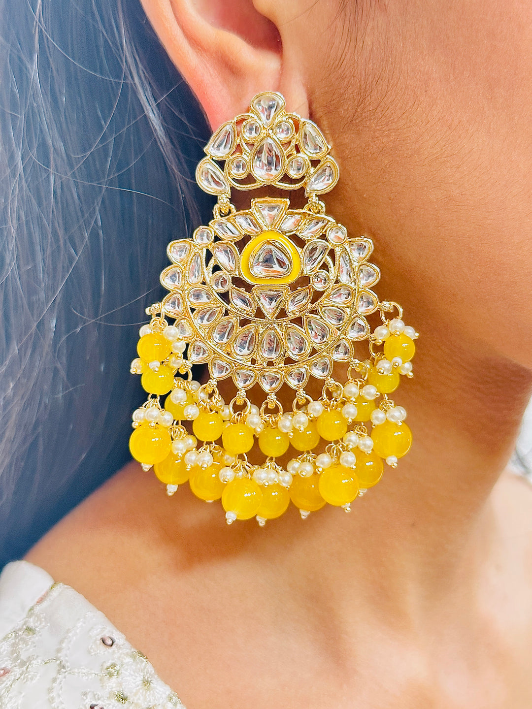 KUNDAN CHANDBALI YELLOW ERCB109089