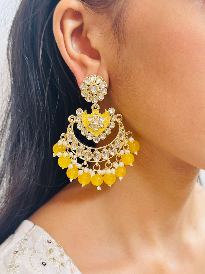 KUNDAN EARRING YELLOW ER109716