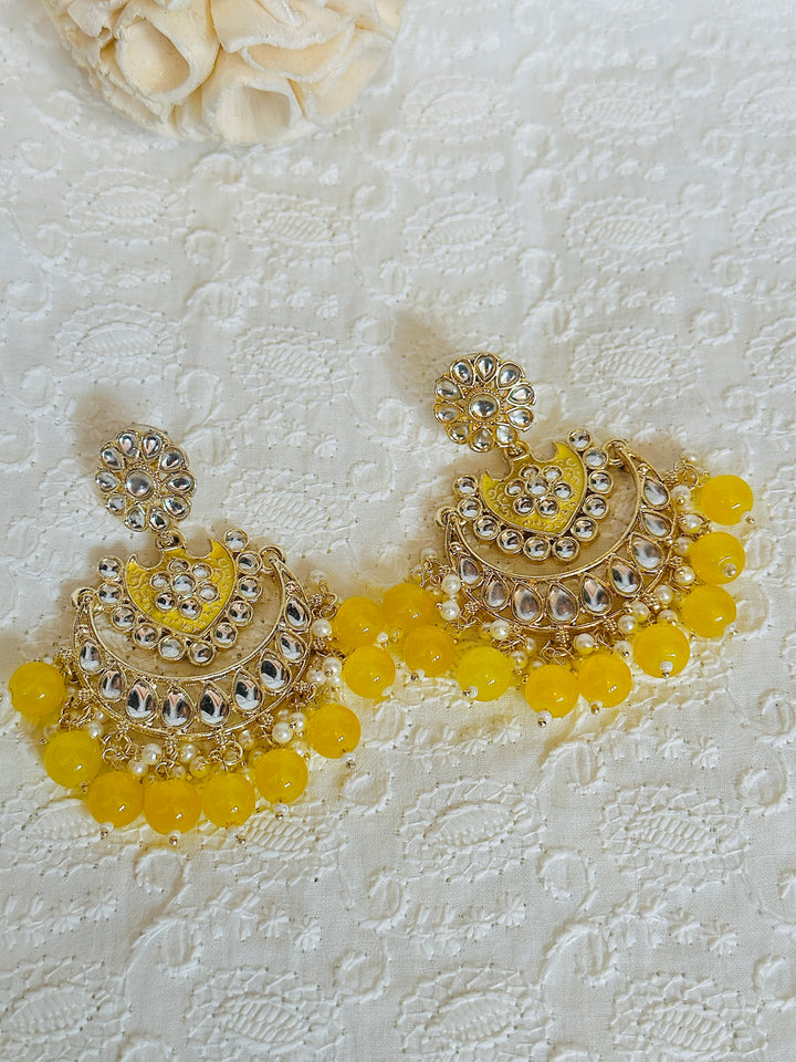 KUNDAN EARRING YELLOW ER109716