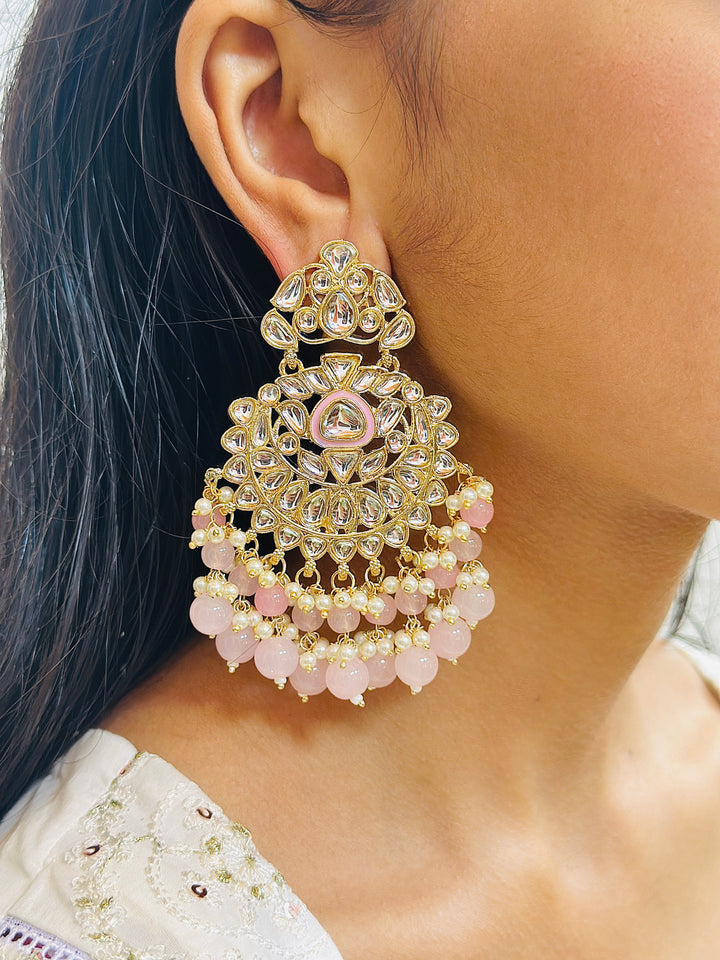 KUNDAN CHANDBALI PALE PINK ERCB109089