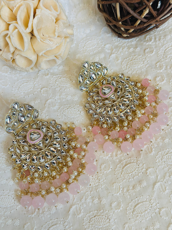 KUNDAN CHANDBALI PALE PINK ERCB109089