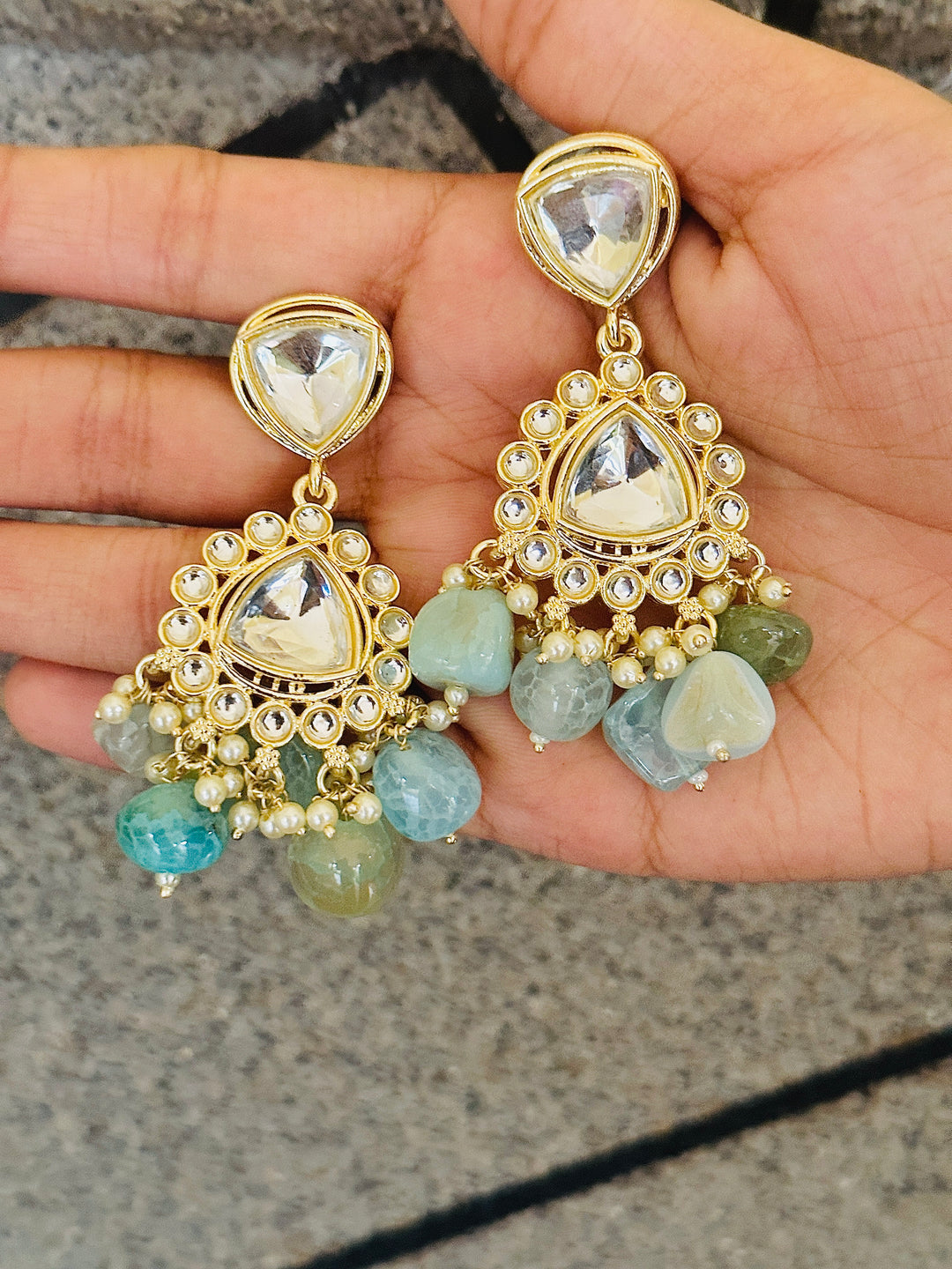 KUNDAN EARRING MINT ER110169