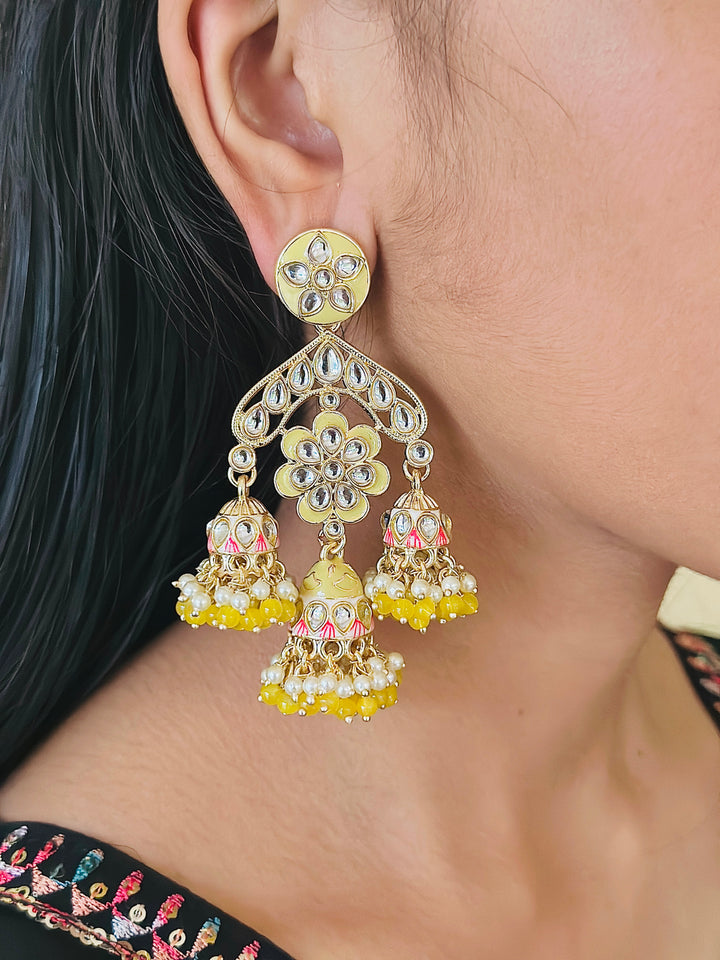 MEENAKARI JHUMKA YELLOW ERJU109667