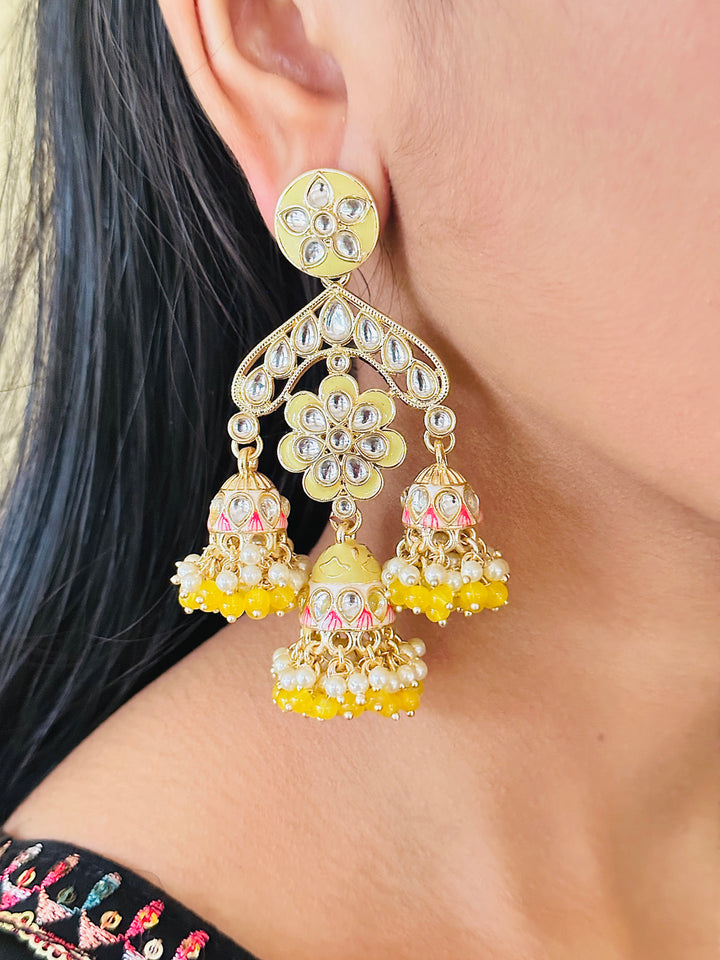 MEENAKARI JHUMKA YELLOW ERJU109667