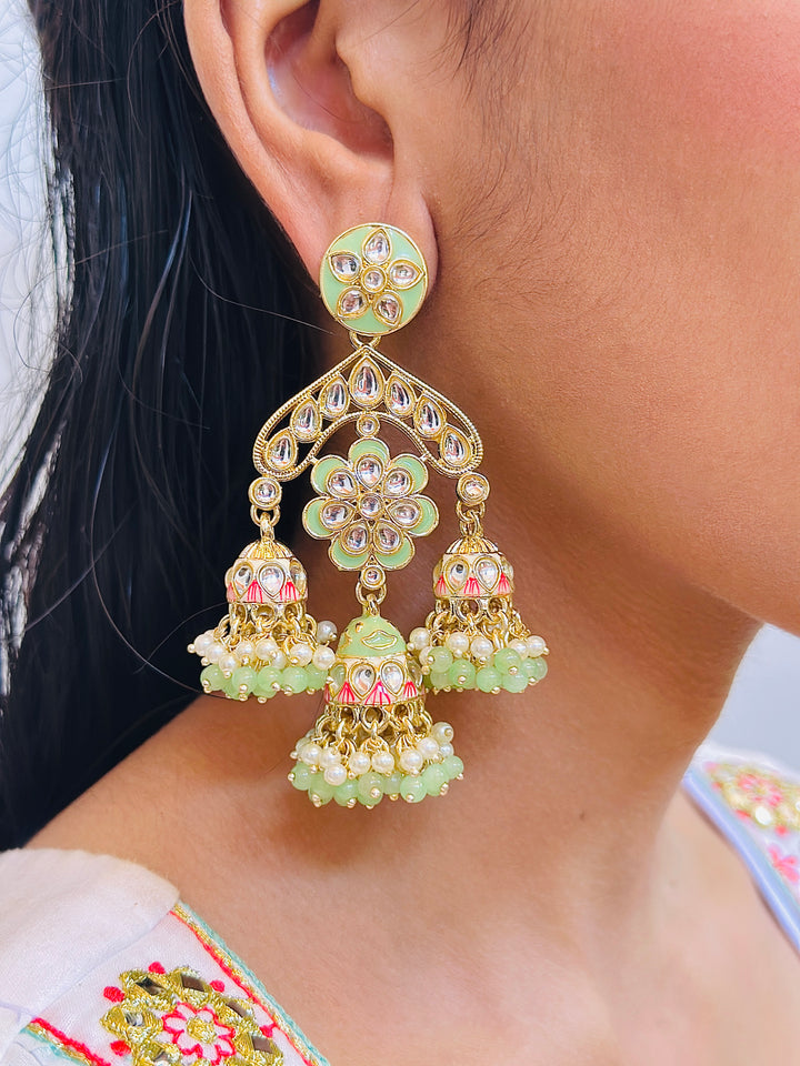 MEENAKARI JHUMKA GREEN ERJU109667